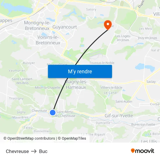 Chevreuse to Buc map