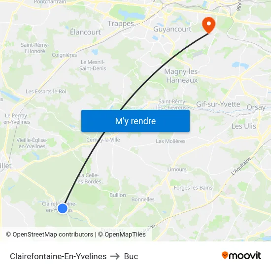 Clairefontaine-En-Yvelines to Buc map