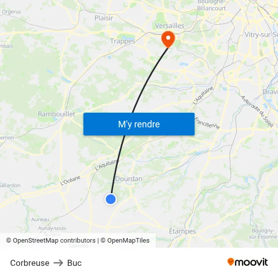 Corbreuse to Buc map