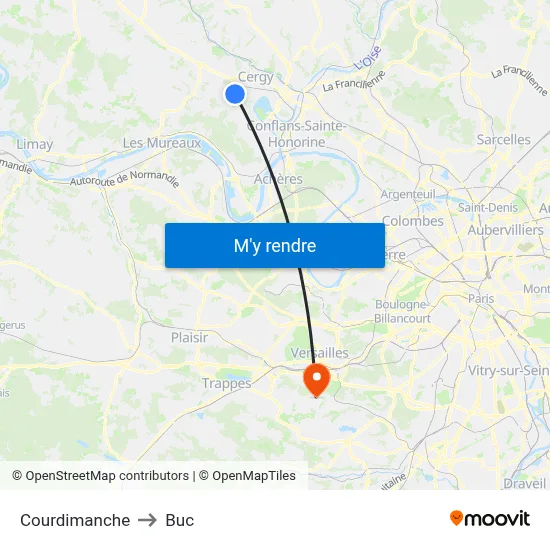 Courdimanche to Buc map