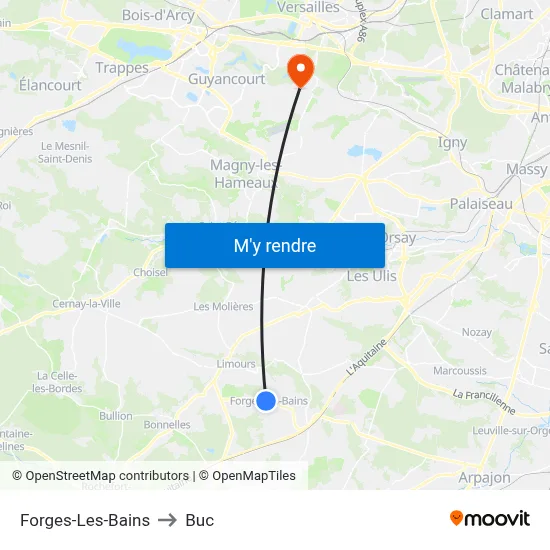 Forges-Les-Bains to Buc map