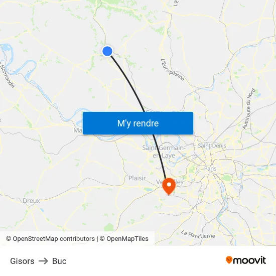 Gisors to Buc map