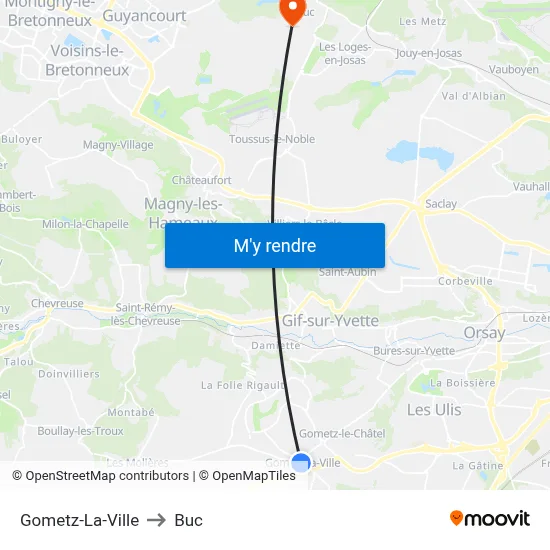 Gometz-La-Ville to Buc map