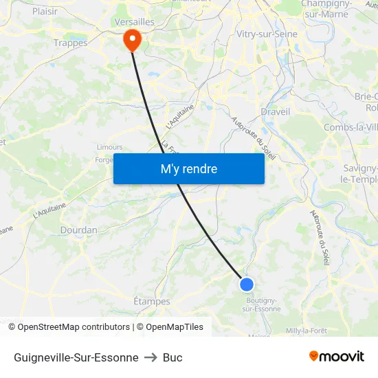 Guigneville-Sur-Essonne to Buc map