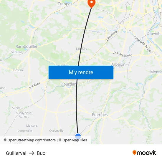 Guillerval to Buc map