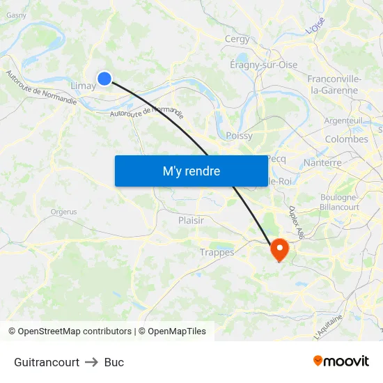Guitrancourt to Buc map