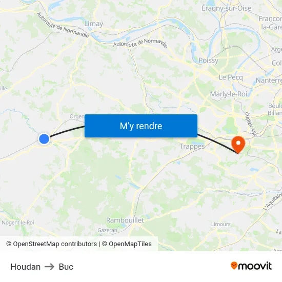 Houdan to Buc map