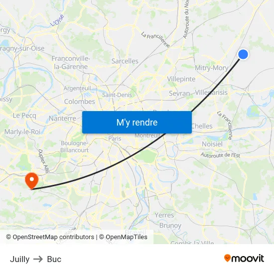 Juilly to Buc map