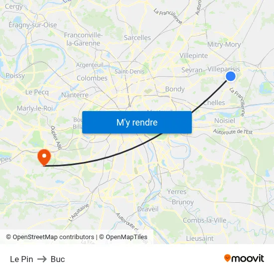 Le Pin to Buc map