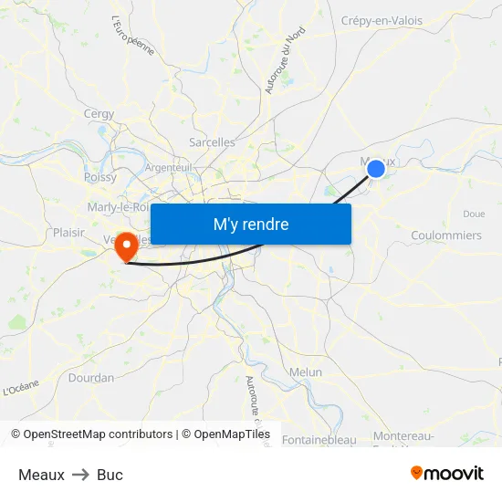Meaux to Buc map