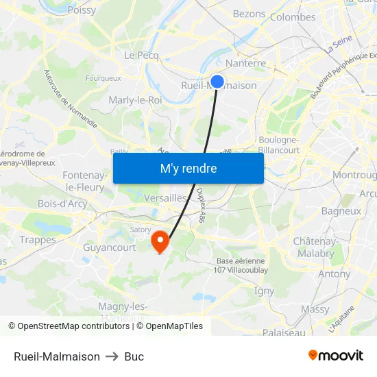 Rueil-Malmaison to Buc map