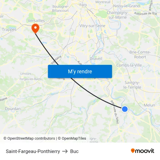 Saint-Fargeau-Ponthierry to Buc map
