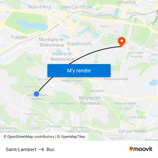 Saint-Lambert to Buc map