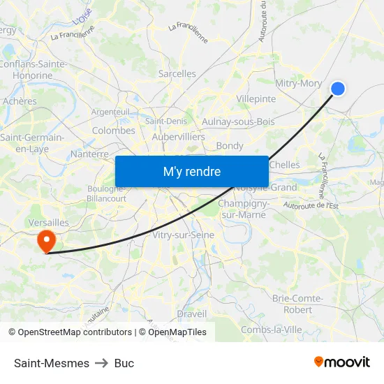 Saint-Mesmes to Buc map