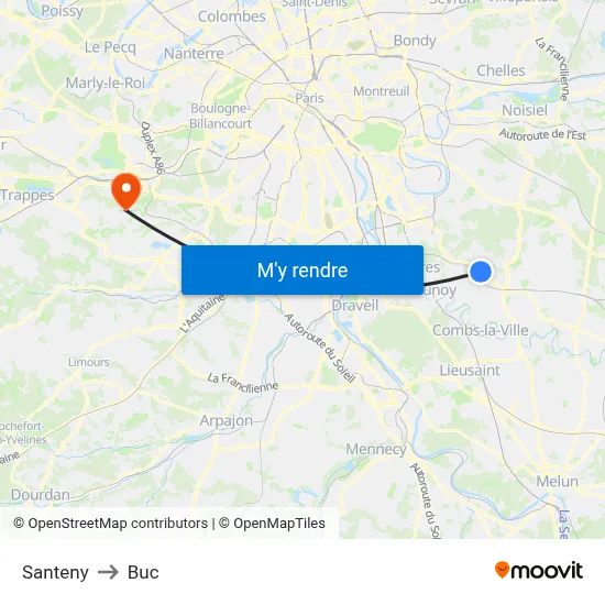 Santeny to Buc map