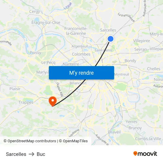 Sarcelles to Buc map