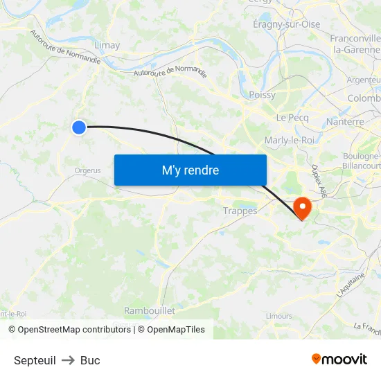 Septeuil to Buc map