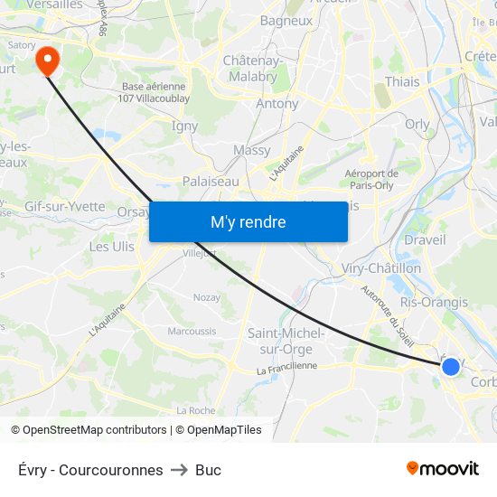 Évry - Courcouronnes to Buc map