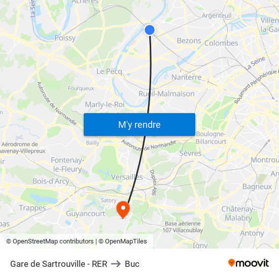 Gare de Sartrouville - RER to Buc map