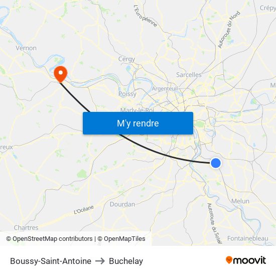 Boussy-Saint-Antoine to Buchelay map