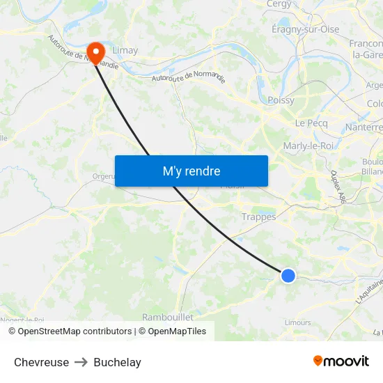 Chevreuse to Buchelay map