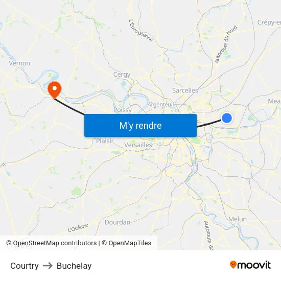 Courtry to Buchelay map