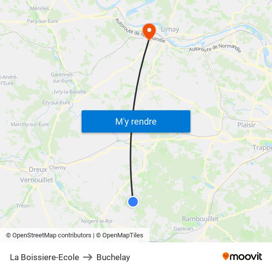 La Boissiere-Ecole to Buchelay map