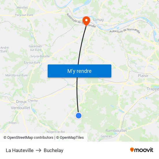 La Hauteville to Buchelay map