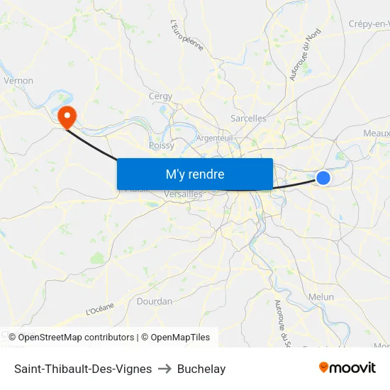 Saint-Thibault-Des-Vignes to Buchelay map