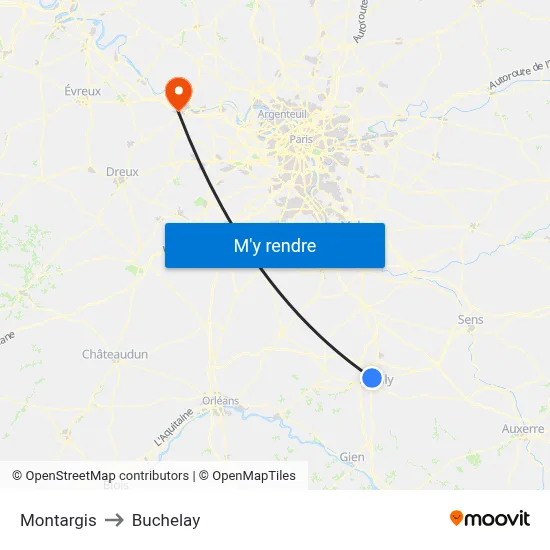 Montargis to Buchelay map
