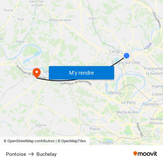 Pontoise to Buchelay map