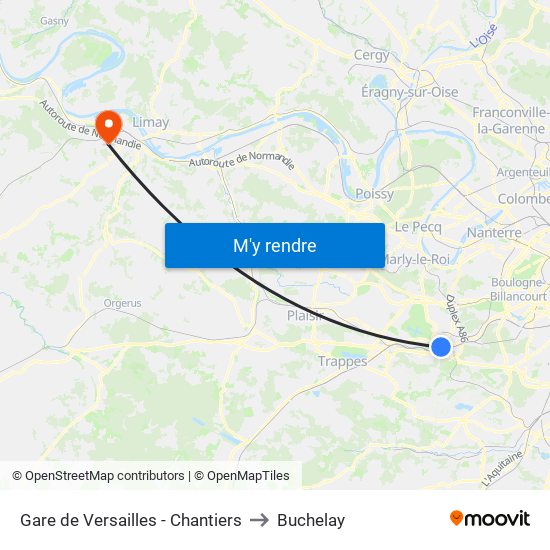 Gare de Versailles - Chantiers to Buchelay map