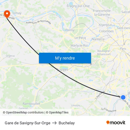 Gare de Savigny-Sur-Orge to Buchelay map