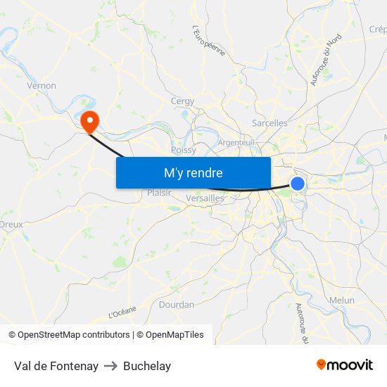 Val de Fontenay to Buchelay map