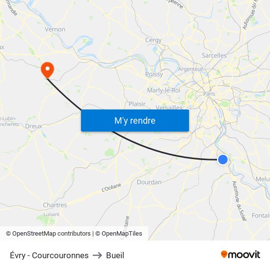 Évry - Courcouronnes to Bueil map