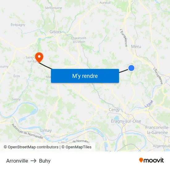 Arronville to Buhy map