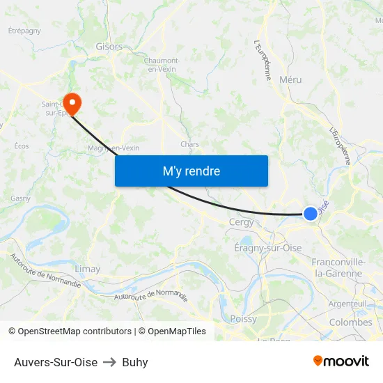 Auvers-Sur-Oise to Buhy map