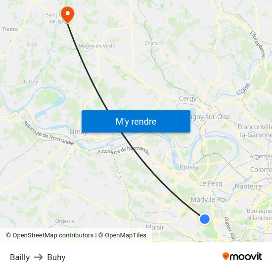Bailly to Buhy map