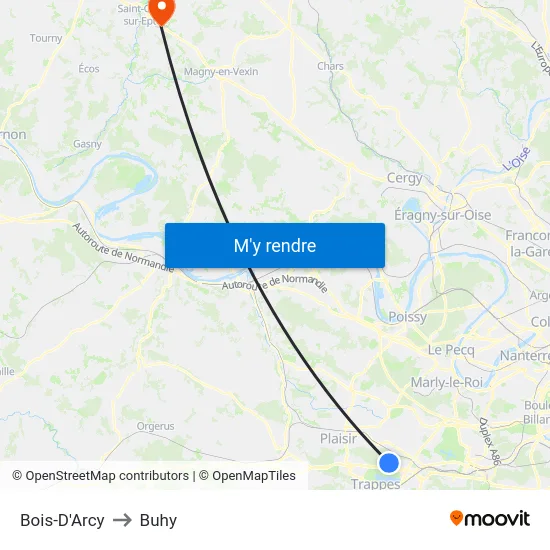 Bois-D'Arcy to Buhy map