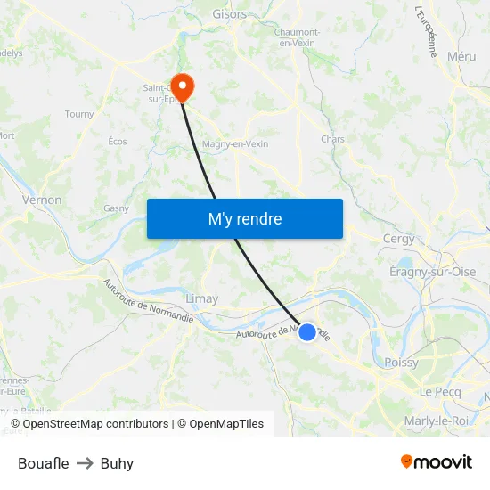 Bouafle to Buhy map