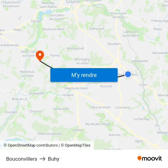 Bouconvillers to Buhy map
