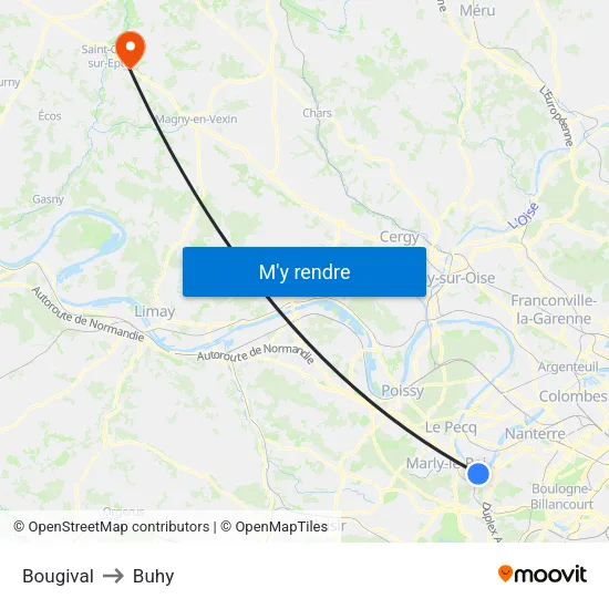 Bougival to Buhy map
