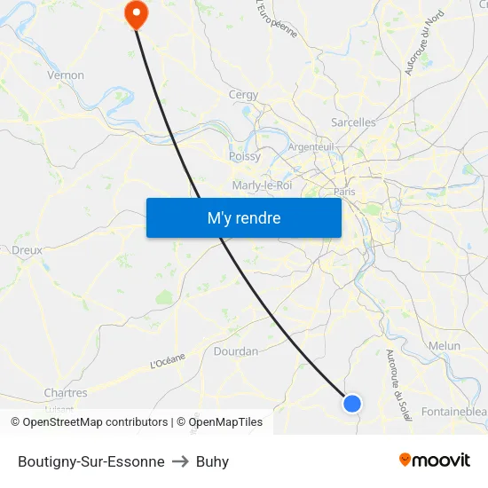 Boutigny-Sur-Essonne to Buhy map