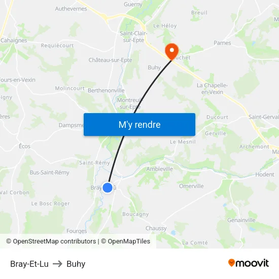 Bray-Et-Lu to Buhy map
