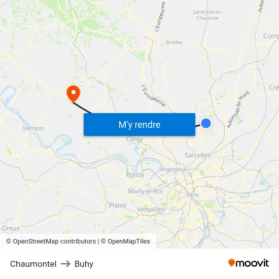 Chaumontel to Buhy map