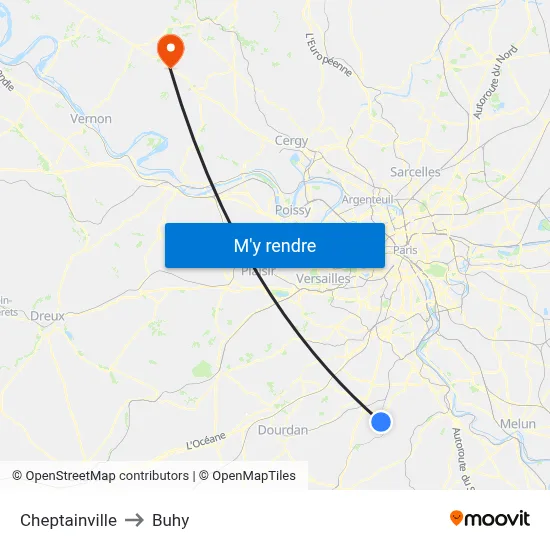 Cheptainville to Buhy map