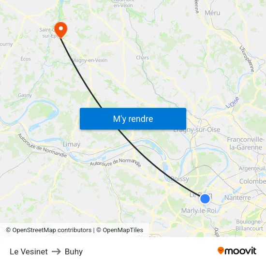 Le Vesinet to Buhy map