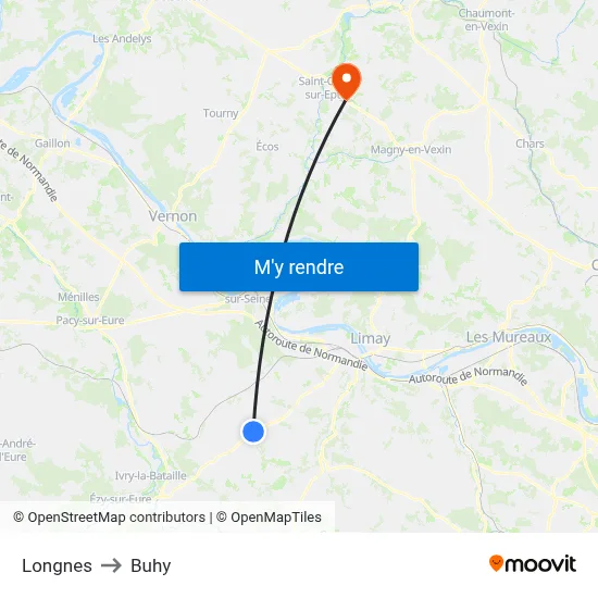 Longnes to Buhy map