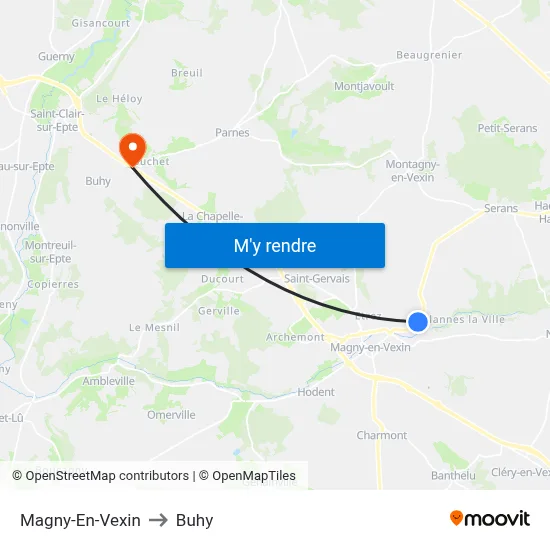 Magny-En-Vexin to Buhy map