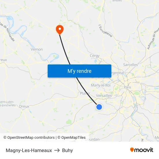 Magny-Les-Hameaux to Buhy map
